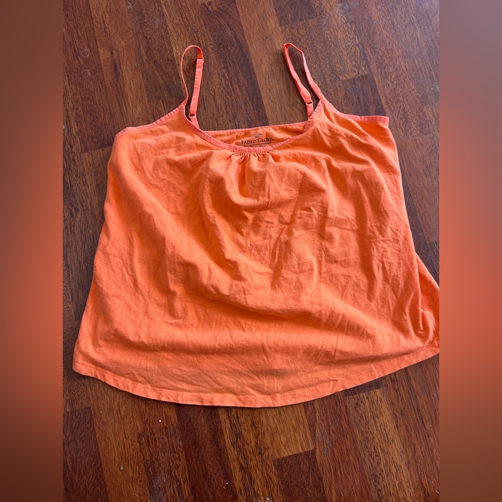 Women's Faded Glory Orange Spaghetti Strap Cami/Tank Top Size 3X Large Summer